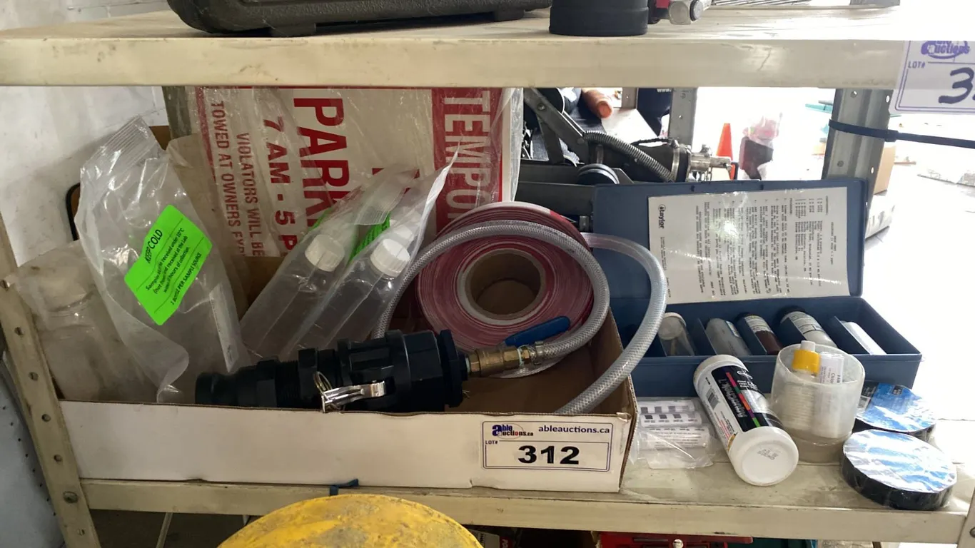 CHLORINE TESTING KITS, REFLECTIVE DELINEATOR TAPE & GROUP OF NO PARKING SIGNS