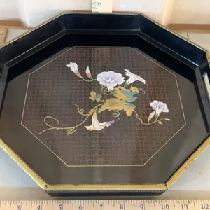 Vintage Toyo Japan Floral Octagon Tray 13.75"X1.5"