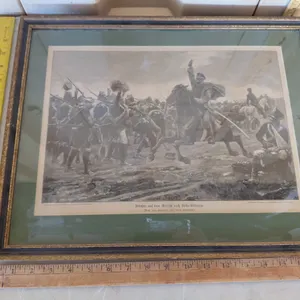 Vintage Blucher On The March To Belle-Alliance By Rud. Eichatadt Print 19"X14.75"