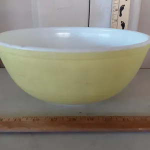 Vintage Pyrex Primary Color Yellow 4 Qt. Mixing Bowl, Some Discoloration