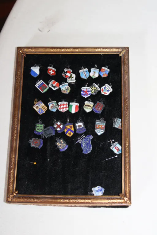 Enameled Sterling Silver Travel Shield Charms