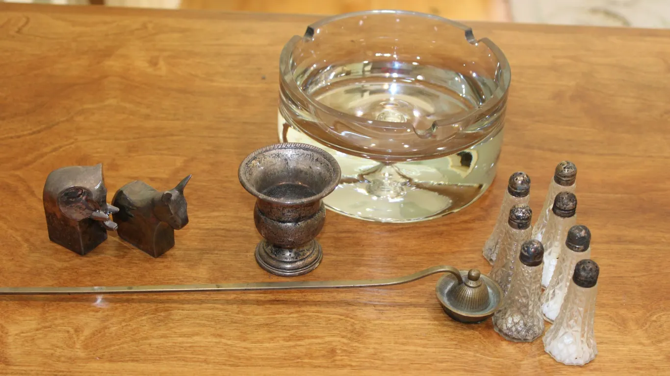 Sterling Silver, Silver Plate & Glass Ashtray