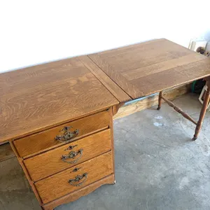 Antique oak drop leaf sewing table