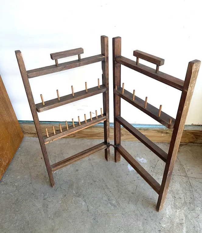 Antique folding spool rack