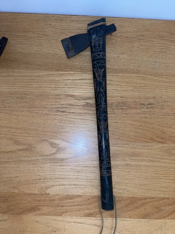 Antq tribal carved primal ax/tomahawk