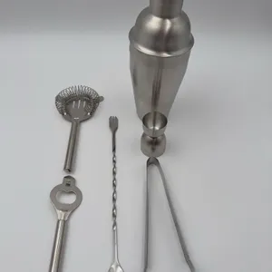 Silvertone Barware Shaker and Tool Set Preowned