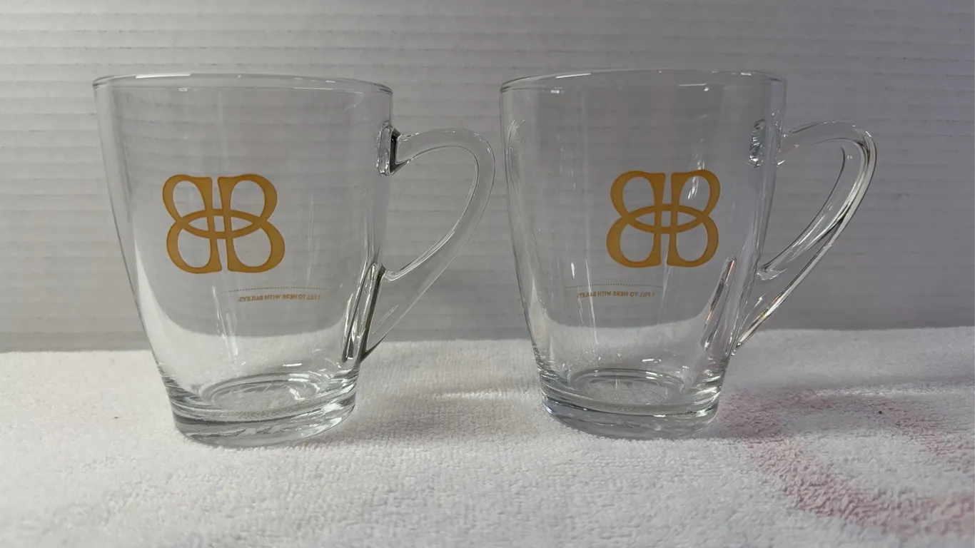 Set of 2 Baileys Irish Creme Glass Mugs - New
