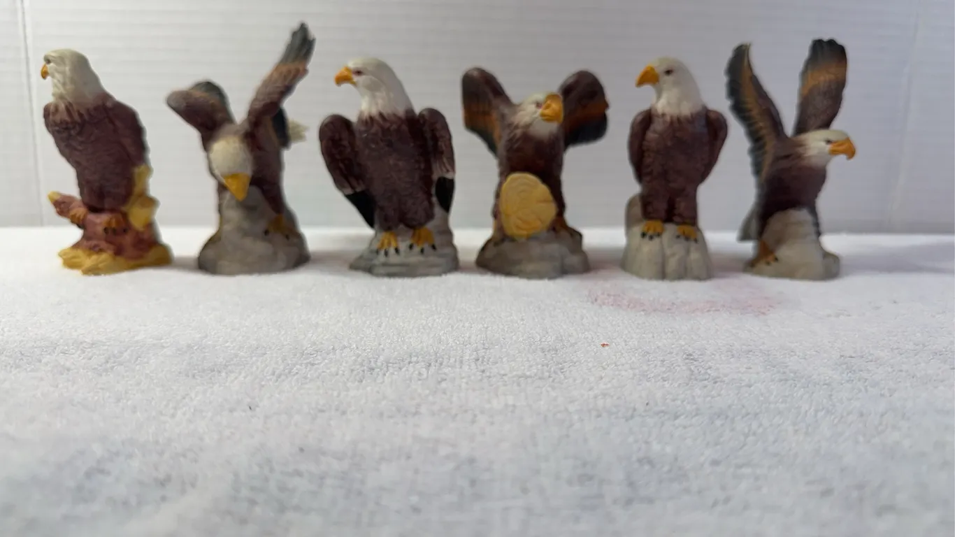 Set of 6 Eagle Statues - Preowned