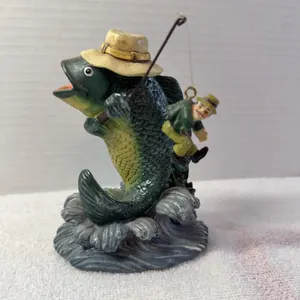 Fish Fishing Fisherman Figurine Resin Collectible 5"