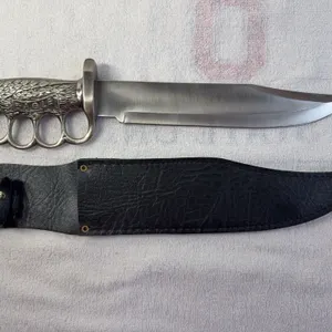 China Made M1925 Eagle Bowie Fixed Blade Knife with Antique Silver Finish Sculpted Cast Metal Handle