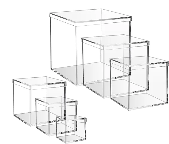 Gonice Acrylic Box with Lid, 6/4.7/4/3.3/2.5 inch Plastic Storage Box