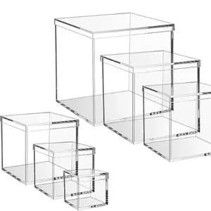 Gonice Acrylic Box with Lid, 6/4.7/4/3.3/3/2.5 inch Plastic Storage Box