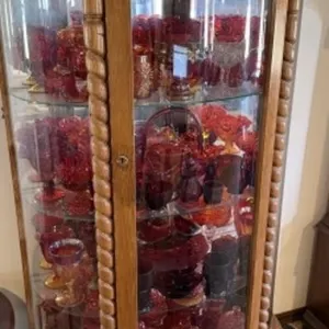 Vintage Curved Glass China Cabinet (No Contents)