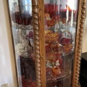 Vintage Curved Glass China Cabinet (No Contents)
