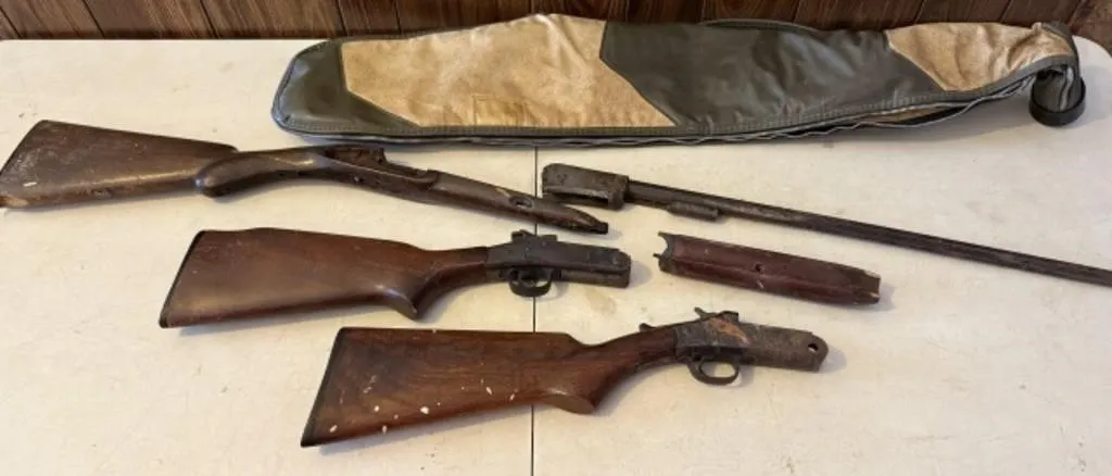 3 Shotgun Buttstocks, 1 Shotgun Barrel, Shotgun