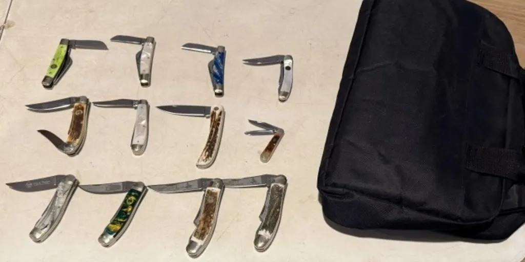 12+/- Misc. Pocket Knives, Carry Case