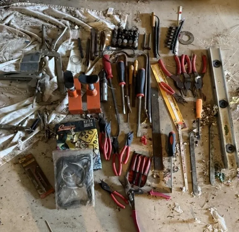 Ring Pliers, Gaskets, Screw Drivers, Level,