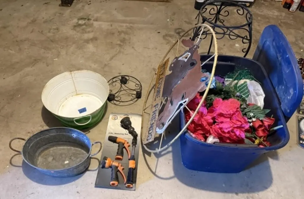 Artificial Flowers, Watering Set, Welcome Sign,