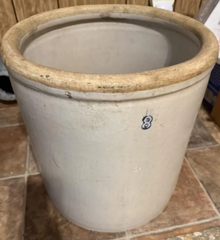 Vintage 8-Gallon Stoneware Crock