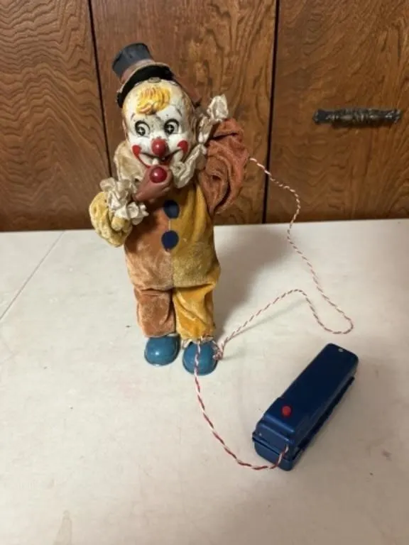 Vintage Tin "Smoking Clown Toy Made in Japan