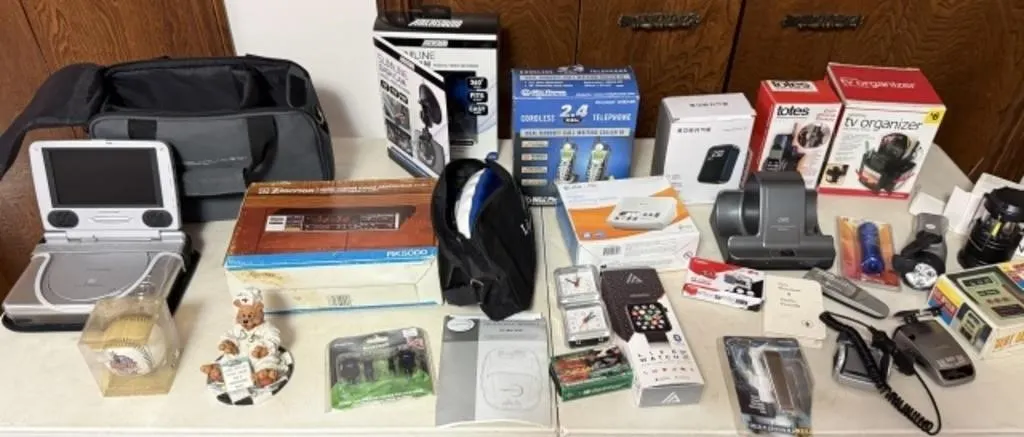 Portable DVD Player, Dashcam, Mini Air Compressor,