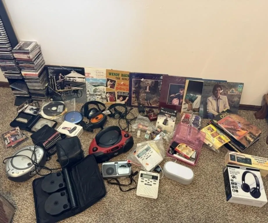 CDs, Records, Headphones, Radios, Guitar Picks,
