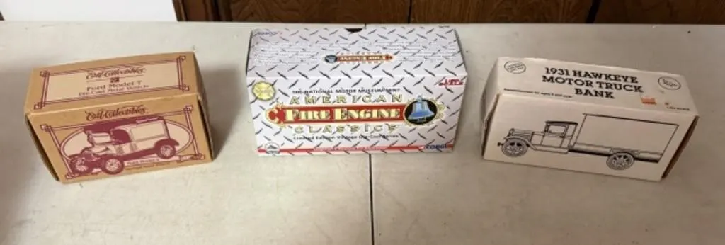Ford Model T Bank, Die Cast American Fire Engine,