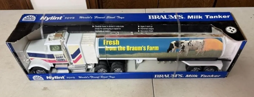 Vintage Nylint Braum's Milk Tanker Semi-Truck Toy