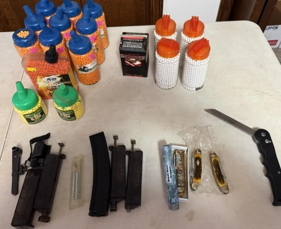 Knives, Various Sized BBs, BB Magazines