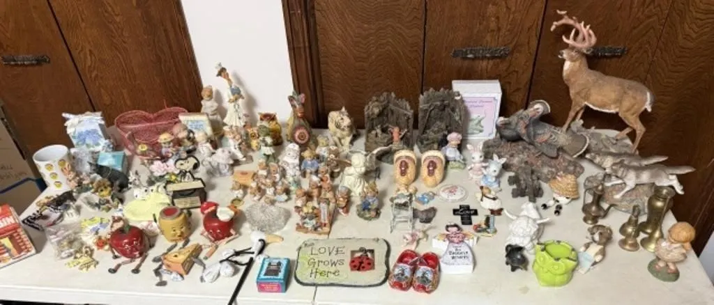 Large Lot of Figurines, Misc. Trinkets, Bells