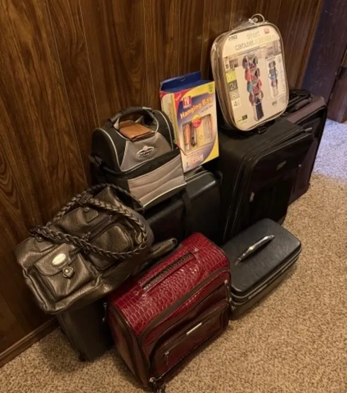 Suitcases, Hanging Bag, Lunch Pale,