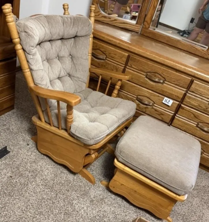 Vintage Glider Rocker w/ Matching Gliding Ottoman
