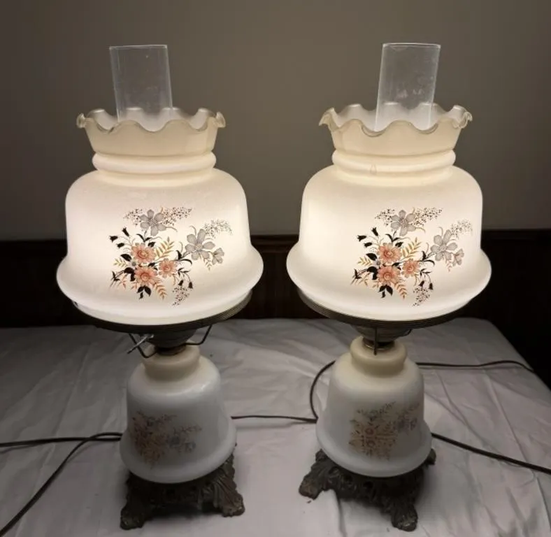 2 Vintage Hurricane Lamps