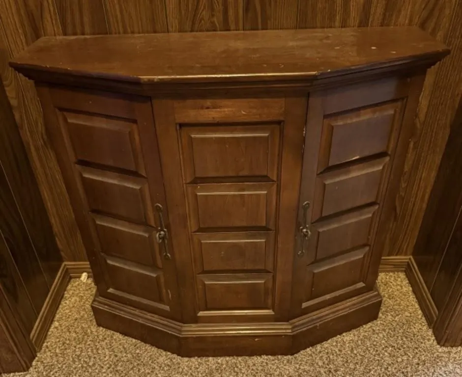 Vintage Wood Console Cabinet