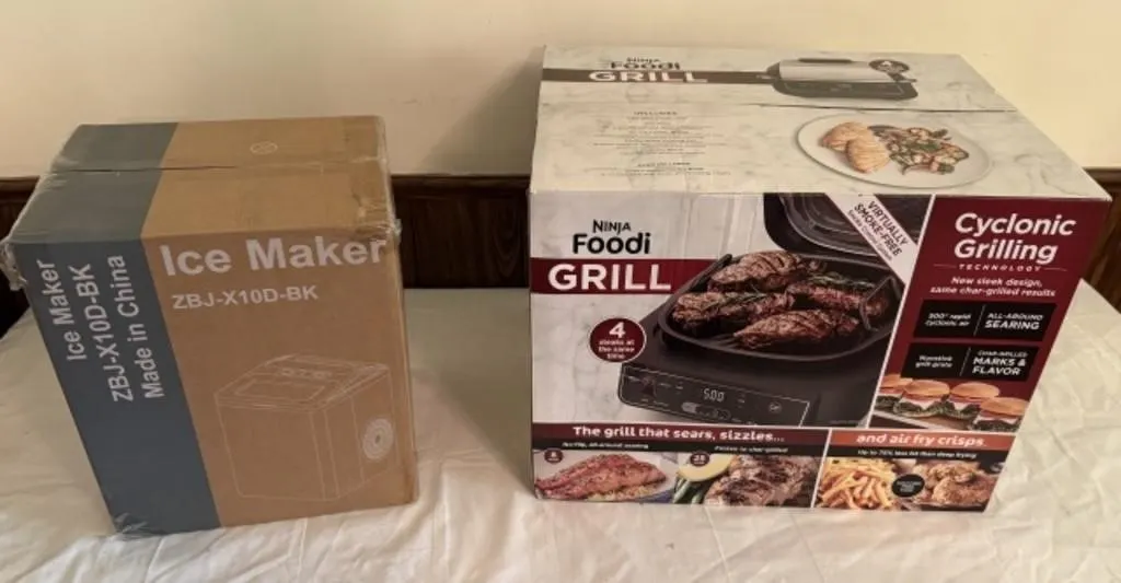Ninja Foodi Grill, Ice Maker (Both in Box)