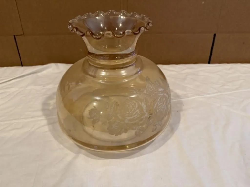 Vintage Iridescent Glass Hurricane Lamp Shade