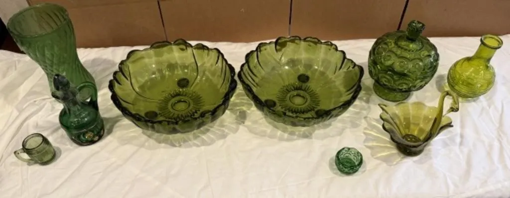 Vintage Green Glassware