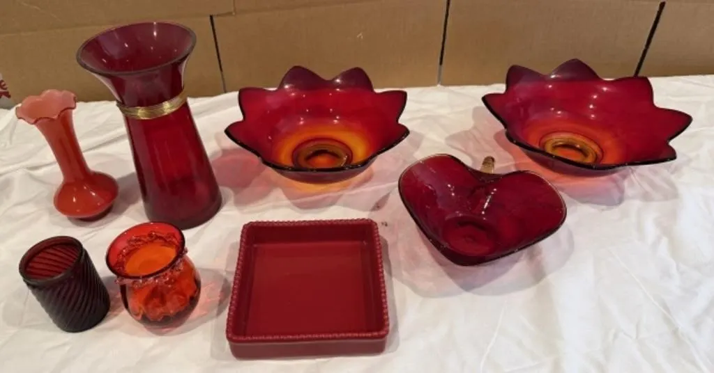 Vintage Red Glassware