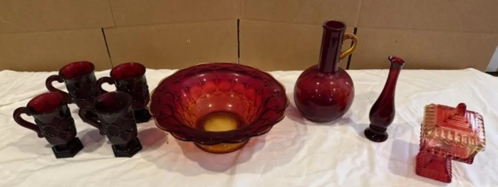 Vintage Red Glassware