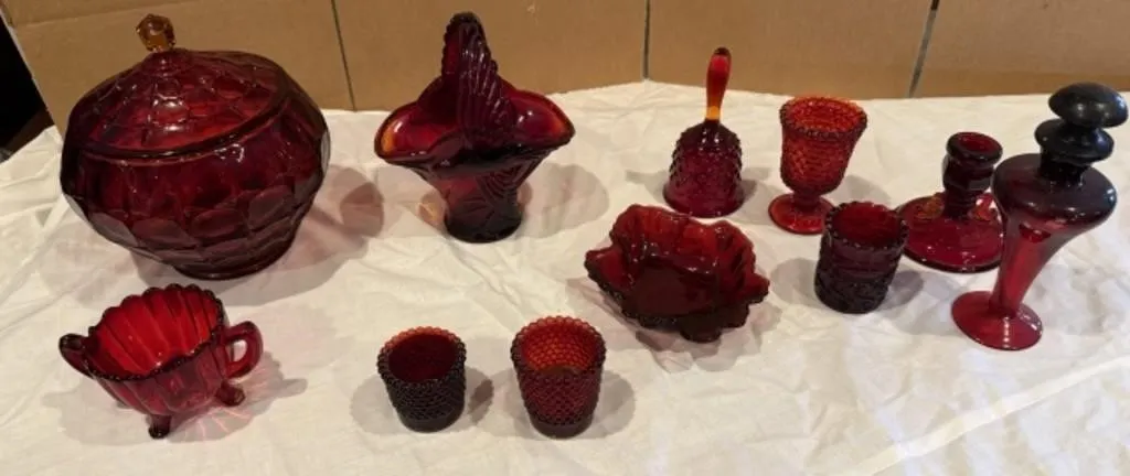 11+/- Ruby Red Glass Pieces