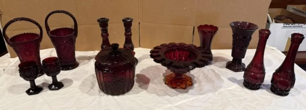 12+/- Vintage Ruby Red Glass Pieces
