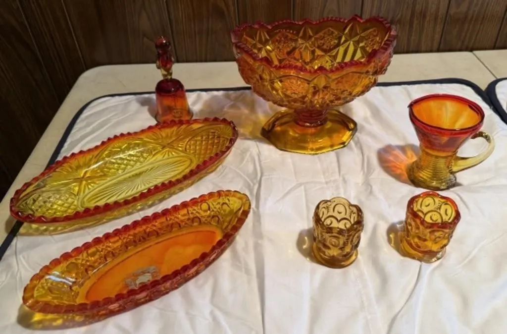 Misc. Amberina & Amber Colored Glass Pieces