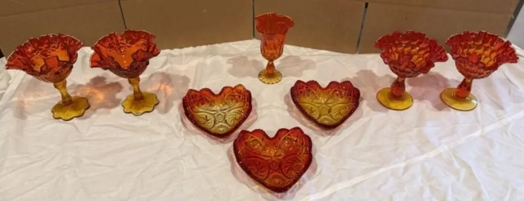 8+/- Vintage Amberina Glass Pieces