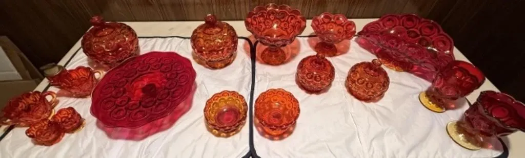 Misc. "Moon & Stars" Amberina Glass Pieces