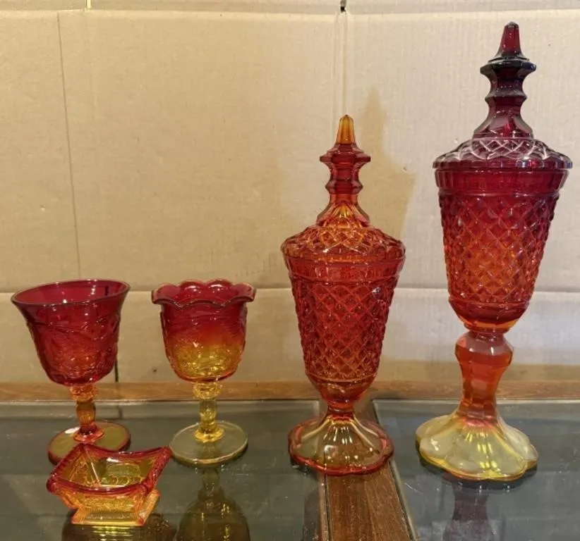 5+/- Amberina Glass Pieces