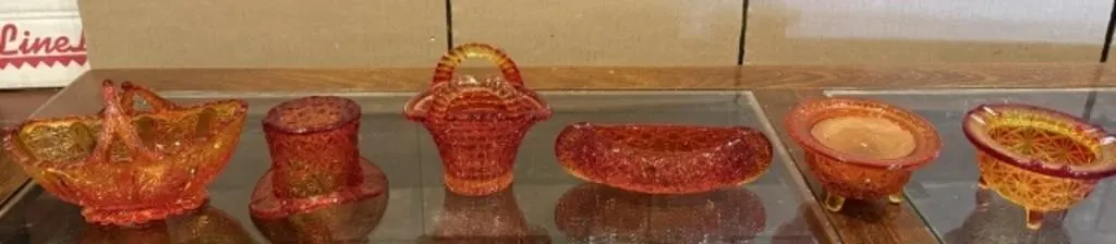 6+/- Vintage Amberina Glass Pieces