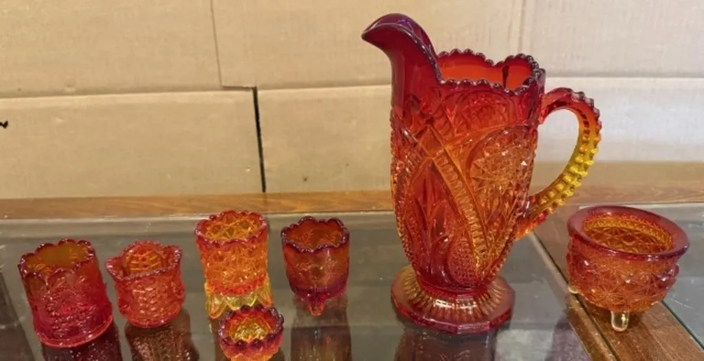 7+/- Vintage Amberina Glass Pieces