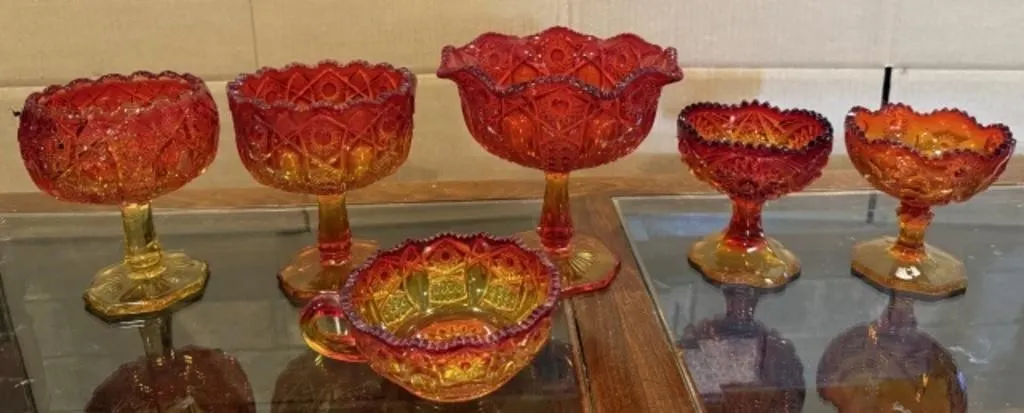 6+/- Vintage Amberina Glass Pieces