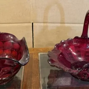 Indiana Glass Dewdrop Ruby Red Basket Marked