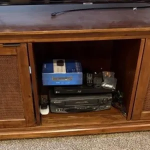 Wood Entertainment Center, VHS Player, Blue Ray